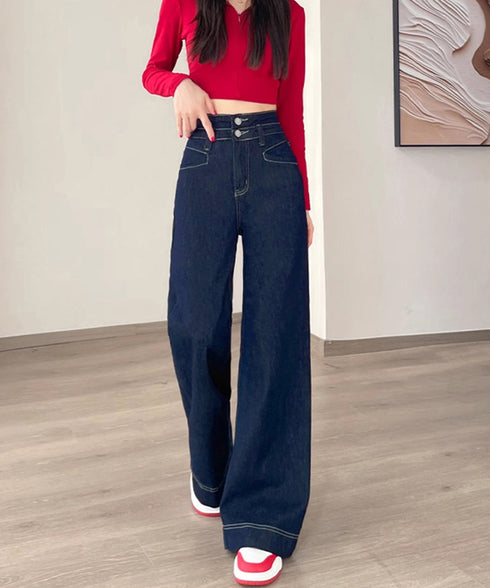 フレアデニムパンツ ハイウエスト美脚脚長 ブーツカットパンツ レディース 韓国風ジーンズ カジュアルジーパン 着やせ セミフレアパンツ ストレートデニム体型カバー 2YIKE-005
