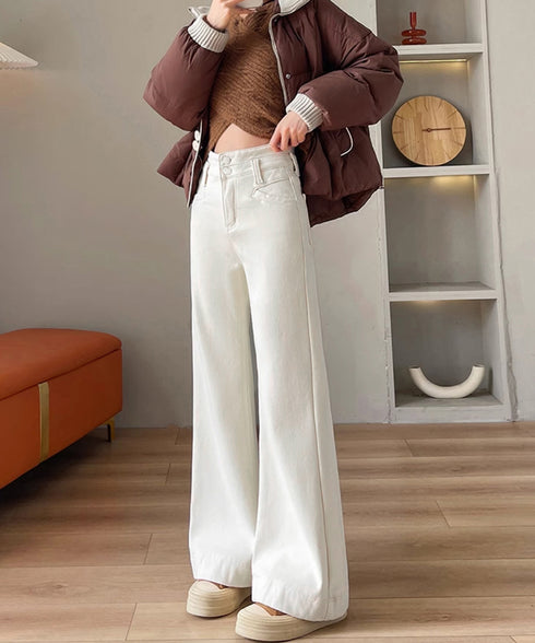 フレアデニムパンツ ハイウエスト美脚脚長 ブーツカットパンツ レディース 韓国風ジーンズ カジュアルジーパン 着やせ セミフレアパンツ ストレートデニム体型カバー 2YIKE-005