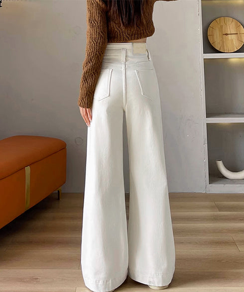 フレアデニムパンツ ハイウエスト美脚脚長 ブーツカットパンツ レディース 韓国風ジーンズ カジュアルジーパン 着やせ セミフレアパンツ ストレートデニム体型カバー 2YIKE-005