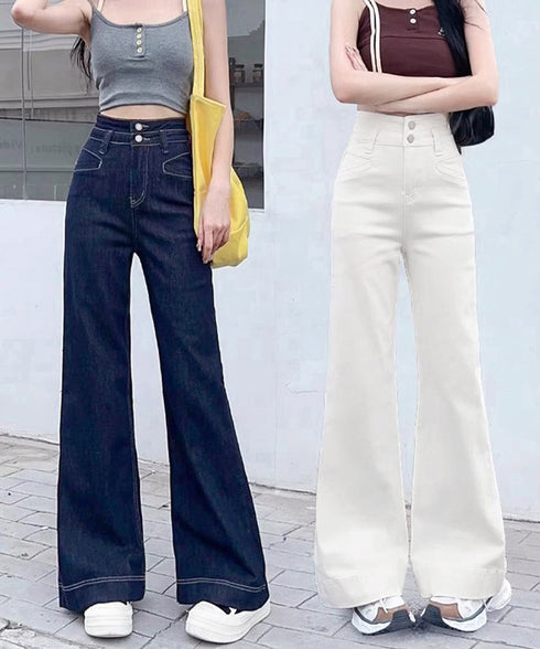 フレアデニムパンツ ハイウエスト美脚脚長 ブーツカットパンツ レディース 韓国風ジーンズ カジュアルジーパン 着やせ セミフレアパンツ ストレートデニム体型カバー 2YIKE-005