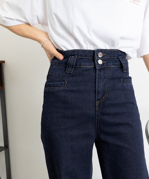 フレアデニムパンツ ハイウエスト美脚脚長 ブーツカットパンツ レディース 韓国風ジーンズ カジュアルジーパン 着やせ セミフレアパンツ ストレートデニム体型カバー 2YIKE-005