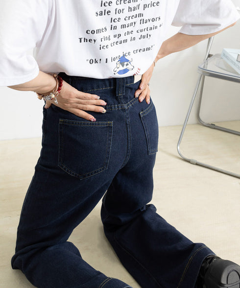 フレアデニムパンツ ハイウエスト美脚脚長 ブーツカットパンツ レディース 韓国風ジーンズ カジュアルジーパン 着やせ セミフレアパンツ ストレートデニム体型カバー 2YIKE-005