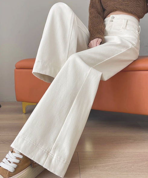 フレアデニムパンツ ハイウエスト美脚脚長 ブーツカットパンツ レディース 韓国風ジーンズ カジュアルジーパン 着やせ セミフレアパンツ ストレートデニム体型カバー 2YIKE-005