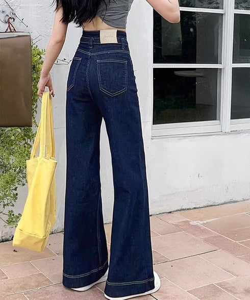 フレアデニムパンツ ハイウエスト美脚脚長 ブーツカットパンツ レディース 韓国風ジーンズ カジュアルジーパン 着やせ セミフレアパンツ ストレートデニム体型カバー 2YIKE-005