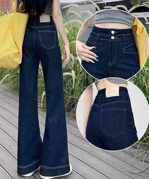 フレアデニムパンツ ハイウエスト美脚脚長 ブーツカットパンツ レディース 韓国風ジーンズ カジュアルジーパン 着やせ セミフレアパンツ ストレートデニム体型カバー 2YIKE-005