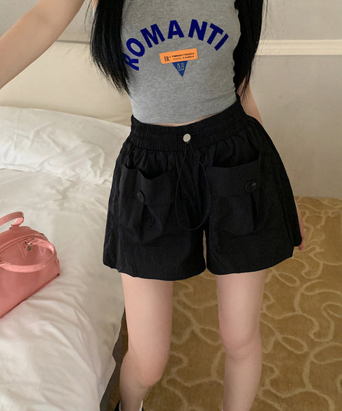 カーゴパンツレディースショートパンツ春夏 ハイウエストキュロットパンツ 涼しい 美脚脚長 イージーパンツ楽ちん おしゃれ カジュアルショーパン 着やせ短パン韓国風 2YIKE-006