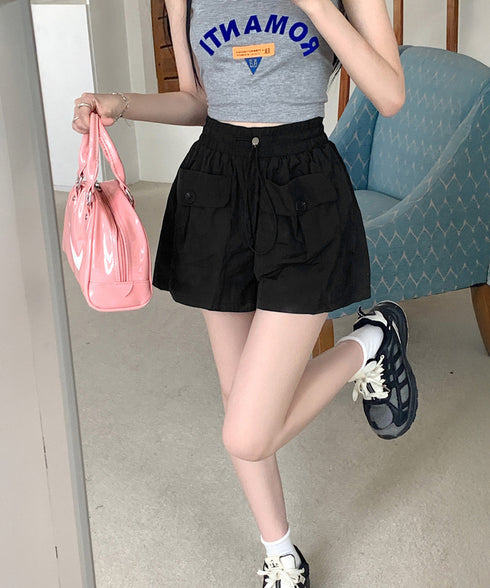 カーゴパンツレディースショートパンツ春夏 ハイウエストキュロットパンツ 涼しい 美脚脚長 イージーパンツ楽ちん おしゃれ カジュアルショーパン 着やせ短パン韓国風 2YIKE-006