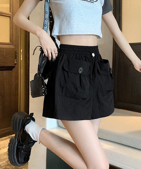 カーゴパンツレディースショートパンツ春夏 ハイウエストキュロットパンツ 涼しい 美脚脚長 イージーパンツ楽ちん おしゃれ カジュアルショーパン 着やせ短パン韓国風 2YIKE-006