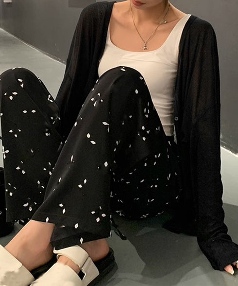 サマーカーディガンレディース夏服 羽織り サイドスリット 薄手UVカーディガン 長袖ゆったり 紫外線対策 冷房対策上着 涼しい韓国風シアートップス 着やせ 前開き 2YIKE-007
