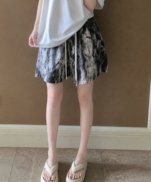 総柄ショートパンツルームウェアパンツ夏用 パジャマズボン 薄手部屋着ボトムスゆったりショーパンチェック柄ハーフパンツ 迷彩柄リラックスパンツ 楽ちんヒョウ柄短パン 2YIKE-013