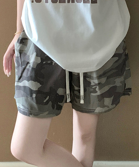 総柄ショートパンツルームウェアパンツ夏用 パジャマズボン 薄手部屋着ボトムスゆったりショーパンチェック柄ハーフパンツ 迷彩柄リラックスパンツ 楽ちんヒョウ柄短パン 2YIKE-013