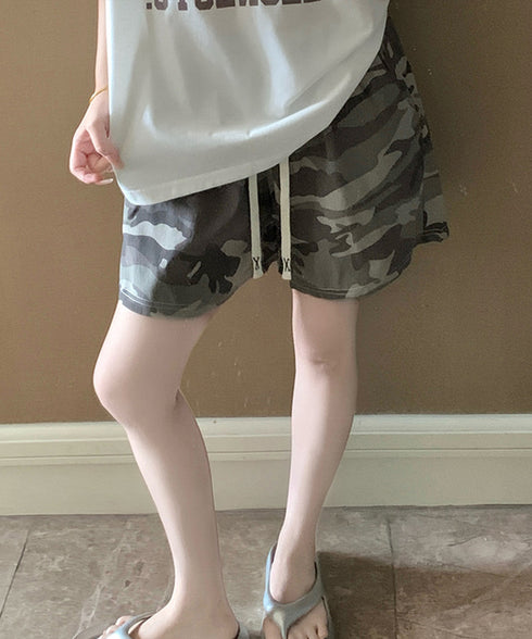 総柄ショートパンツルームウェアパンツ夏用 パジャマズボン 薄手部屋着ボトムスゆったりショーパンチェック柄ハーフパンツ 迷彩柄リラックスパンツ 楽ちんヒョウ柄短パン 2YIKE-013