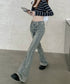 セミフレアデニムパンツ ヴィンテージ風 ジーパン レディース ハイウエストジーンズ ストレッチ お洒落 レトロアメカジパンツ カジュアル 細身ボトムス 美脚脚長 2YILIAN-001