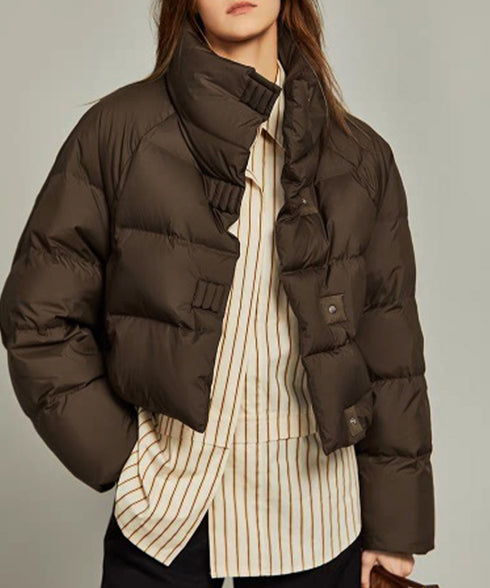 ダウンジャケット エコダウンブルゾン中綿 ショート丈冬アウター レディース 暖かい中綿ジャケット スナップボタン キルティングフェイクダウンコート 防風防寒着保温 2YIMENG-001