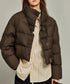 ダウンジャケット エコダウンブルゾン中綿 ショート丈冬アウター レディース 暖かい中綿ジャケット スナップボタン キルティングフェイクダウンコート 防風防寒着保温 2YIMENG-001