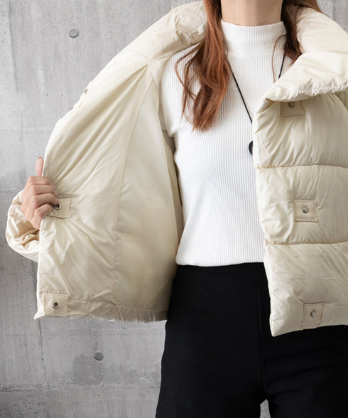 ダウンジャケット エコダウンブルゾン中綿 ショート丈冬アウター レディース 暖かい中綿ジャケット スナップボタン キルティングフェイクダウンコート 防風防寒着保温 2YIMENG-001