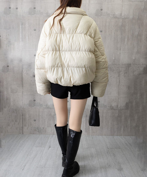 ダウンジャケット エコダウンブルゾン中綿 ショート丈冬アウター レディース 暖かい中綿ジャケット スナップボタン キルティングフェイクダウンコート 防風防寒着保温 2YIMENG-001