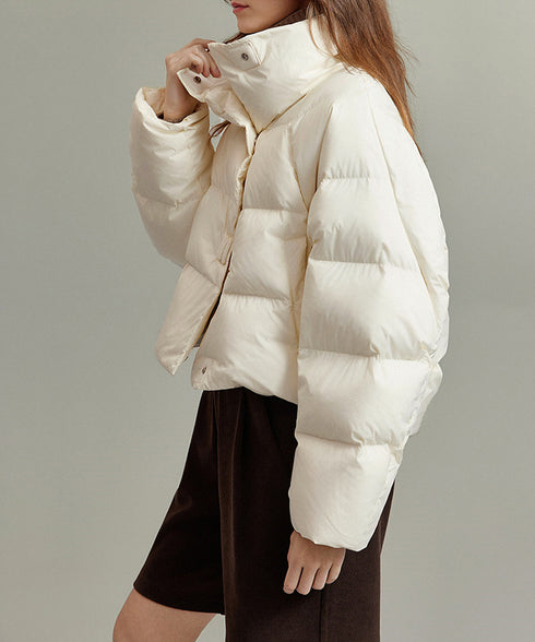 ダウンジャケット エコダウンブルゾン中綿 ショート丈冬アウター レディース 暖かい中綿ジャケット スナップボタン キルティングフェイクダウンコート 防風防寒着保温 2YIMENG-001