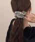 チェック柄シュシュ ロゴタグ付きヘアゴム ワンポイントロゴヘアゴム韓国風ボリュームシュシュ おしゃれ秋冬ヘアアクセサリー人気可愛い大人上品ポニーテールゴムまとめ髪 2YINGYU-001