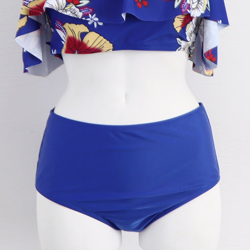 オフショル水着セクシータンキニレディース 可愛い フリル水着 体型カバー ママ水着 露出控え目 盛れる水着 夏海 ハイウエスト セパレート水着 プール 柄 ビキニ 2YKY-001