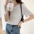 tシャツ レディース半袖ワッフルTシャツ ラウンドネック ベーシックtシャツ 韓国ファッション カットソー シンプル 無地 大人気tシャツ白黒 夏トップスおしゃれ 2YTONG-002