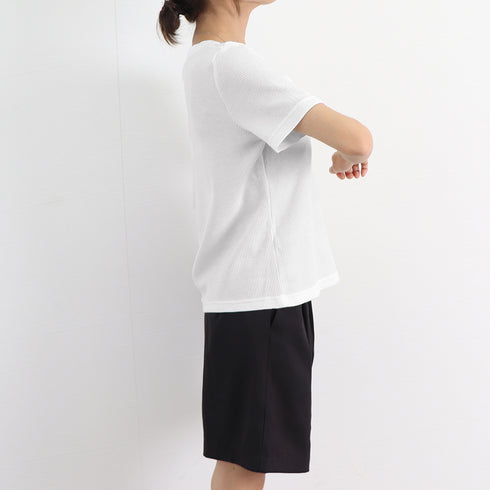 tシャツ レディース半袖ワッフルTシャツ ラウンドネック ベーシックtシャツ 韓国ファッション カットソー シンプル 無地 大人気tシャツ白黒 夏トップスおしゃれ 2YTONG-002