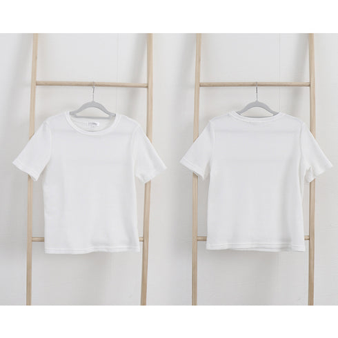 tシャツ レディース半袖ワッフルTシャツ ラウンドネック ベーシックtシャツ 韓国ファッション カットソー シンプル 無地 大人気tシャツ白黒 夏トップスおしゃれ 2YTONG-002