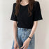 tシャツ レディース半袖ワッフルTシャツ ラウンドネック ベーシックtシャツ 韓国ファッション カットソー シンプル 無地 大人気tシャツ白黒 夏トップスおしゃれ 2YTONG-002