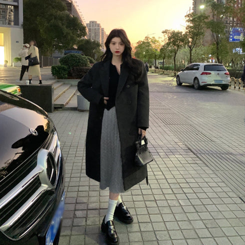 セットアップ レディース 韓国 きれいめ ケーブル編みニット Vネックカーディガン 春秋冬 ウエストゴムスカート ミモレ丈スカート オフィスカジュアル 体型カバー 2YTONG-012