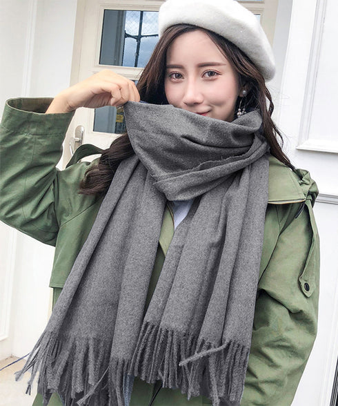 韓国マフラー カシミヤタッチ大判ストール 10色 フリンジマフラー レディース 暖かいマフラー 無地 高見え 韓国ファッション プチプラ ひざ掛け 秋冬防寒グッズ 2YUEQIAO-001