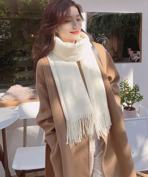 韓国マフラー カシミヤタッチ大判ストール 10色 フリンジマフラー レディース 暖かいマフラー 無地 高見え 韓国ファッション プチプラ ひざ掛け 秋冬防寒グッズ 2YUEQIAO-001
