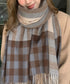 チェック柄マフラーレディース大判ストール 暖かいカシミヤ風マフラー リバーシブルフリンジマフラー大人可愛い ストライプ柄ひざ掛け秋冬肩掛け ネックウォーマー韓国風 2YUEQIAO-003