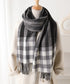 チェック柄マフラーレディース大判ストール 暖かいカシミヤ風マフラー リバーシブルフリンジマフラー大人可愛い ストライプ柄ひざ掛け秋冬肩掛け ネックウォーマー韓国風 2YUEQIAO-003