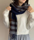 チェック柄マフラーレディース大判ストール 暖かいカシミヤ風マフラー リバーシブルフリンジマフラー大人可愛い ストライプ柄ひざ掛け秋冬肩掛け ネックウォーマー韓国風 2YUEQIAO-003