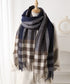 チェック柄マフラーレディース大判ストール 暖かいカシミヤ風マフラー リバーシブルフリンジマフラー大人可愛い ストライプ柄ひざ掛け秋冬肩掛け ネックウォーマー韓国風 2YUEQIAO-003