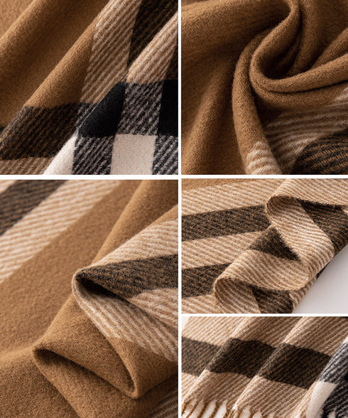 チェック柄マフラーレディース大判ストール 暖かいカシミヤ風マフラー リバーシブルフリンジマフラー大人可愛い ストライプ柄ひざ掛け秋冬肩掛け ネックウォーマー韓国風 2YUEQIAO-003