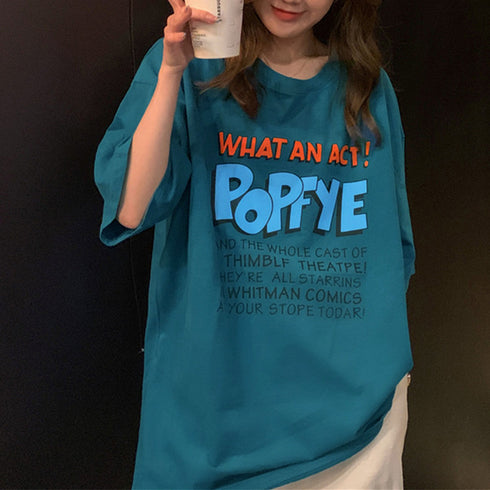 ロゴTシャツ レディース半袖ゆるtシャツ トップス ルーズ 英字ロゴ ロングTシャツ 着やせ 体型カバー プリントTシャツ 半袖 オルチャン 韓国ファッション夏服 2YUEYH-001