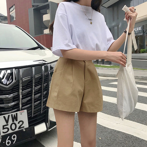 ハイウエスト ショートパンツ レディース Aライン 無地 ショーパン 短パン 韓国ファッション 美脚脚長 ホットパンツ ベーシック着やせパンツ 20代30代40代 2YUEYH-005