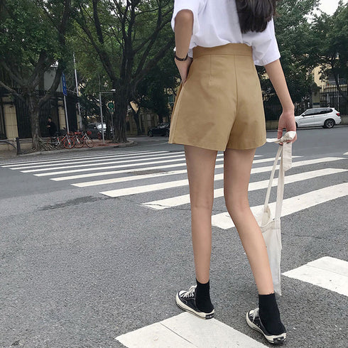 ハイウエスト ショートパンツ レディース Aライン 無地 ショーパン 短パン 韓国ファッション 美脚脚長 ホットパンツ ベーシック着やせパンツ 20代30代40代 2YUEYH-005