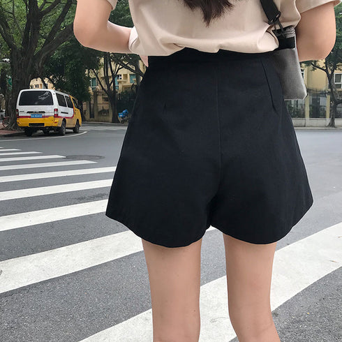 ハイウエスト ショートパンツ レディース Aライン 無地 ショーパン 短パン 韓国ファッション 美脚脚長 ホットパンツ ベーシック着やせパンツ 20代30代40代 2YUEYH-005