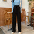 ストレートパンツ 美脚 セミワイドパンツ レディース ハイウエスト スーツパンツ 通勤 OL オフィス ロングパンツ 薄手ウエスト紐調節 ボトムス 春秋夏きれいめ 2YUEYH-009