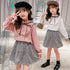 キッズ セットアップ 女の子 シャツ キッズ セットアップ 女の子 シャツ スカート 2点セット 長袖 おしゃれ カジュアル 秋冬 小学生 通学着 33AXL-004