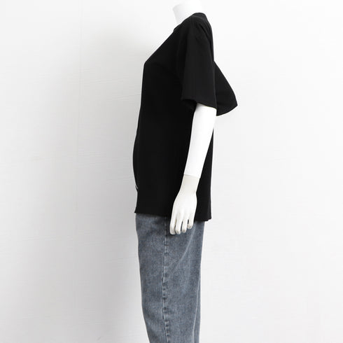 ロング ロゴtシャツ カットソー 半袖 レディース 夏服 Tシャツ 体型カバー ファスナー付き 肌見せ プルオーバー カジュアル トップス 33DW-046