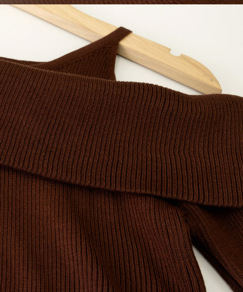 ニットトップス オフショルダー セーター 韓国ファッション 長袖ニット おしゃれ ストレッチセーター春 肩出しトップス カジュアルきれいめ セクシーニットソー 33DW-051