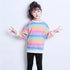 新作 子供服 キッズ 女の子 新作 子供服 キッズ 女の子 長袖Tシャツ レインボーストライプ トップス ゆったり シンプル カジュアル 人気 可愛い 33FYYFS-001