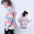 新作 子供服 キッズ 女の子 新作 子供服 キッズ 女の子 長袖Tシャツ レインボーストライプ トップス ゆったり シンプル カジュアル 人気 可愛い 33FYYFS-001
