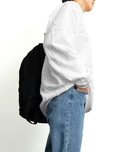 エンボス加工ロゴtシャツ メンズ 長袖 大人 カジュアル tシャツ黒 秋冬 ゆったり 男女兼用 クルーネック カップル かっこいい 立体ロゴ 韓国風トレーナー 33NZ-011