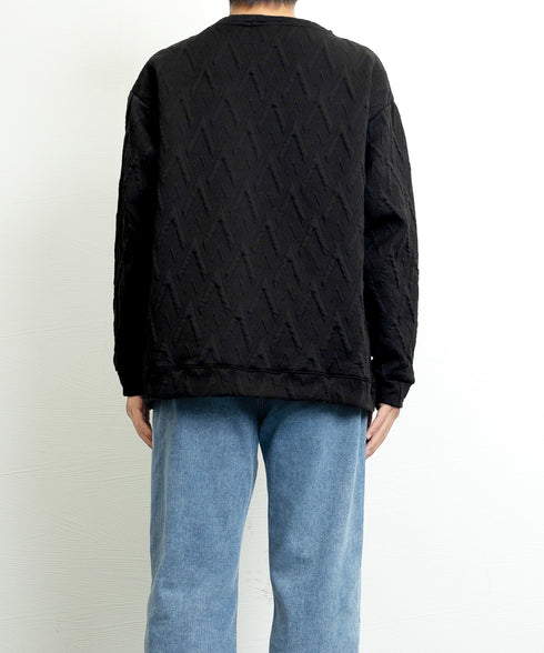 メンズTシャツ クルーネックスウェット メンズウェア プルオーバー かっこいい お洒落 ドロップショルダーtシャツ 無地エンボスロゴ 大人 カジュアル トップス 33NZ-012