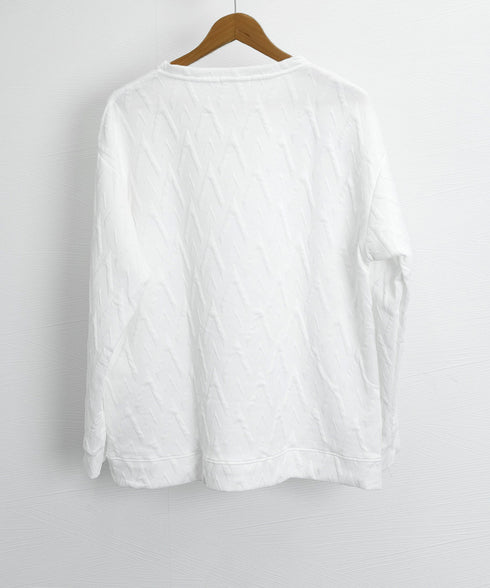 メンズTシャツ クルーネックスウェット メンズウェア プルオーバー かっこいい お洒落 ドロップショルダーtシャツ 無地エンボスロゴ 大人 カジュアル トップス 33NZ-012