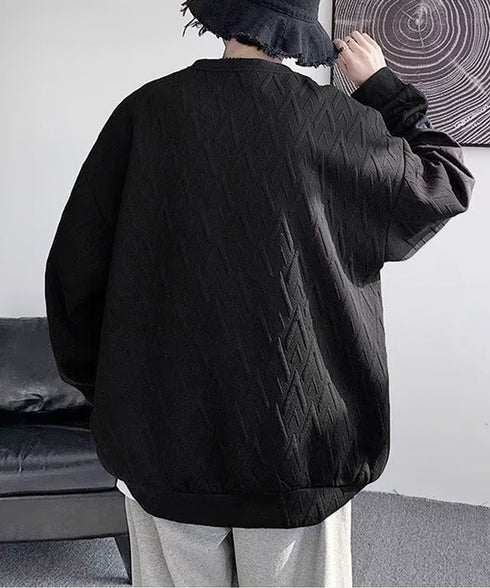 メンズTシャツ クルーネックスウェット メンズウェア プルオーバー かっこいい お洒落 ドロップショルダーtシャツ 無地エンボスロゴ 大人 カジュアル トップス 33NZ-012